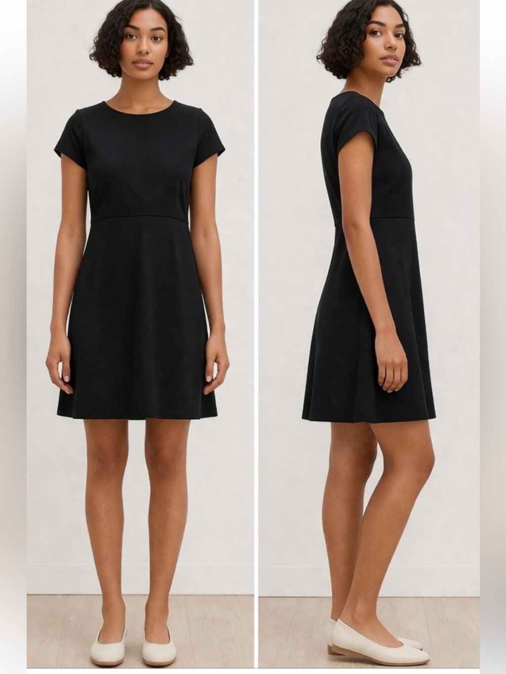 Everlane Black Short-Sleeve Mini A-Line Dress